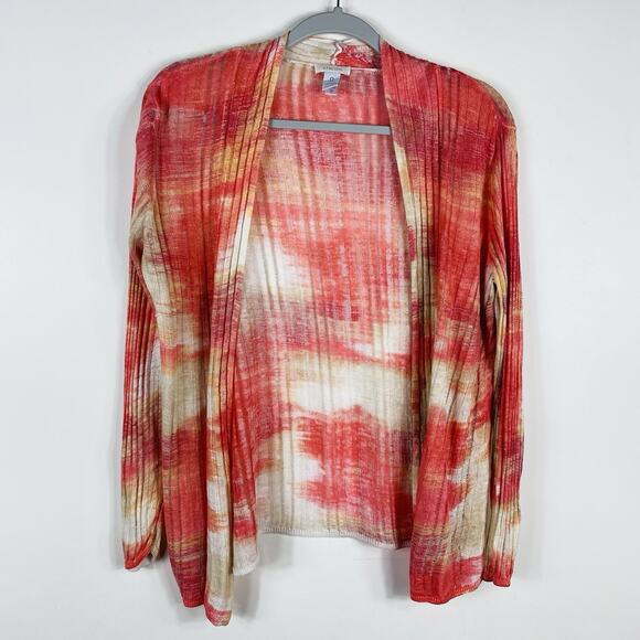 Chico's Size Small 4 0 Linen Blend Open Lightweight Topper Cardigan Pink - Picture 1 of 3